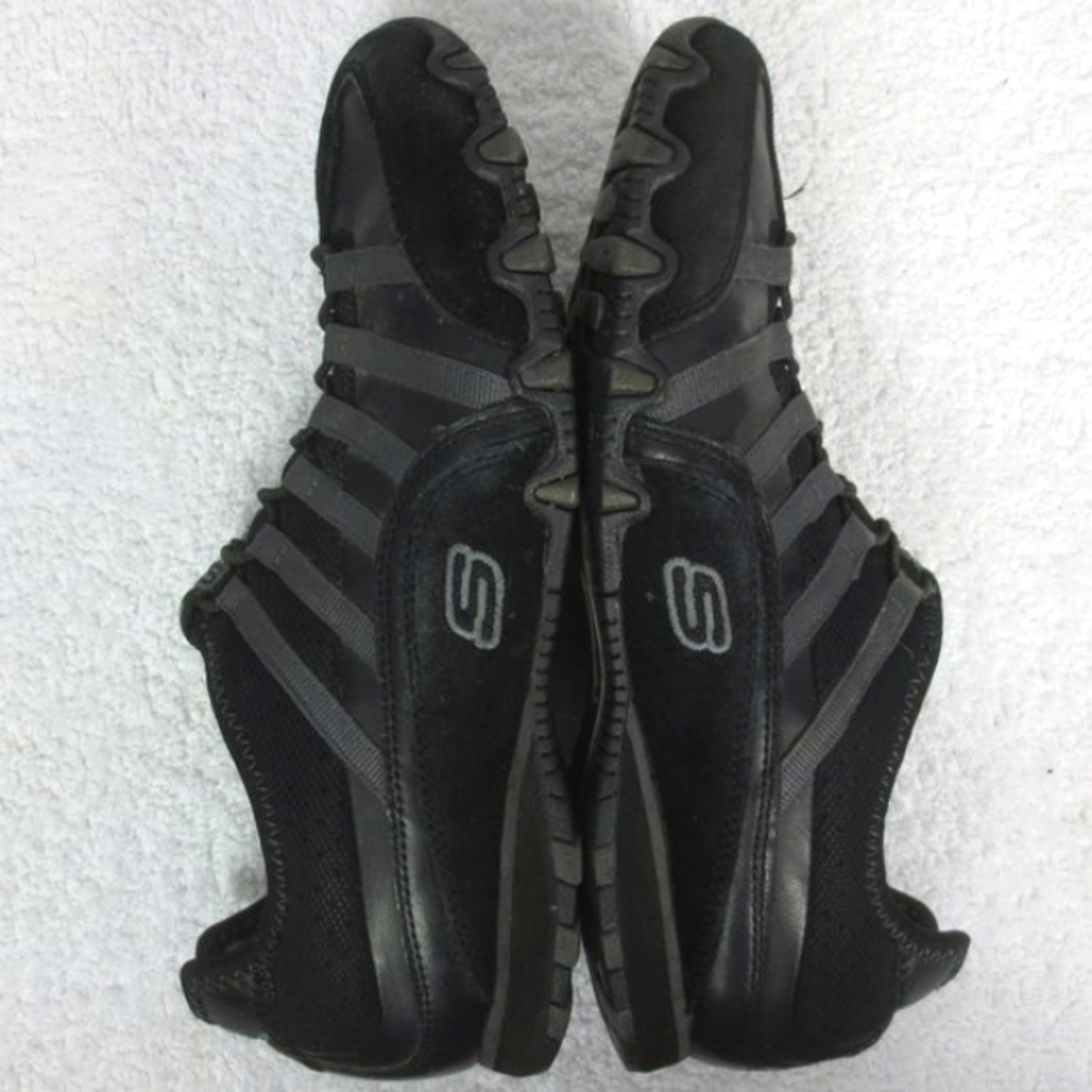 Skechers Shoes Black Striped Leather Textile Slip-ins Casual Sneakers Size 8.5 - Picture 5 of 10